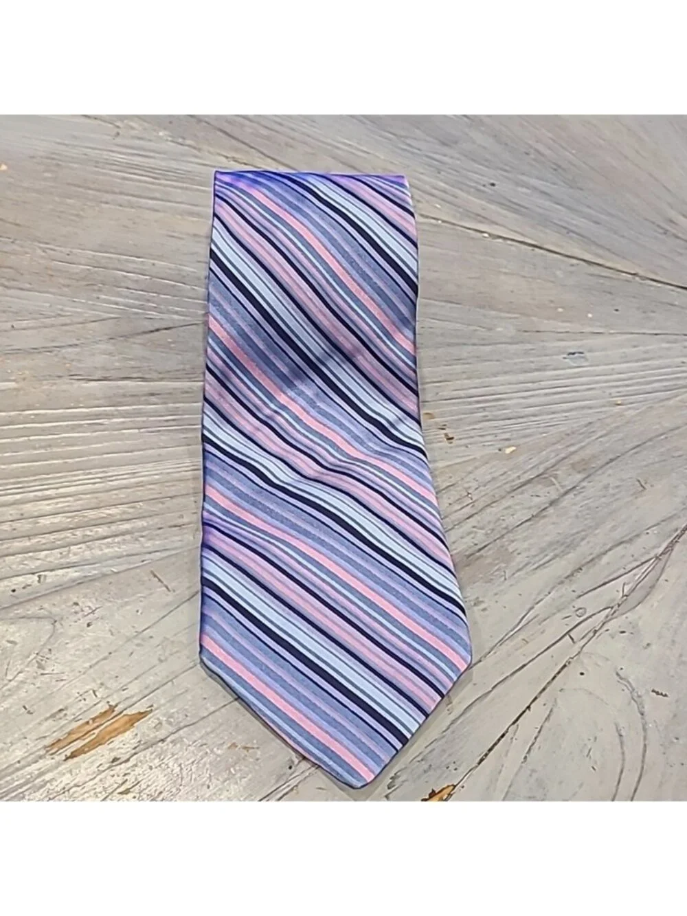 Ted Baker 100% silk hand tailored striped tie blue/pink